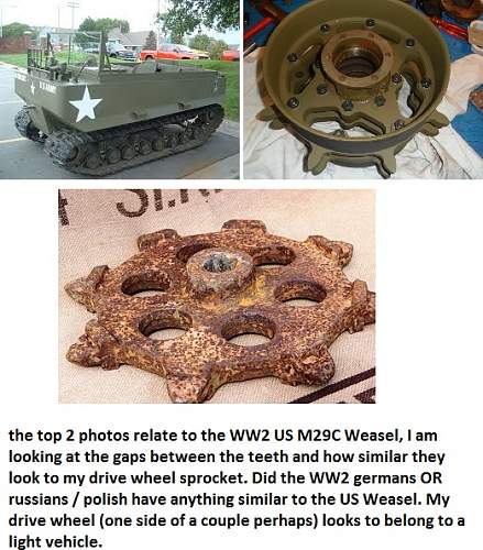 WW1 or 2 Tank drive wheel (maybe Panzer) or Artillery tractor / h track : unknown country of origin