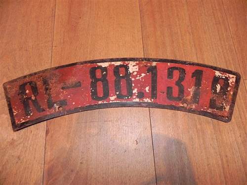 Red license plate for motorcycle