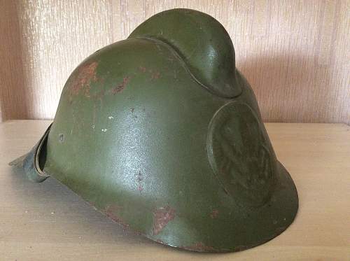 Postwar Soviet firefighters helmet from kolkhoz