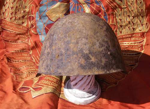 Ground dug Soviet helmets from Stalingrad area