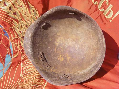 Ground dug Soviet helmets from Stalingrad area