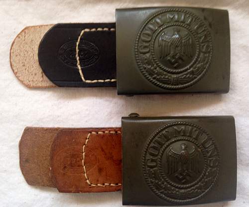 Brown and black leather tabs