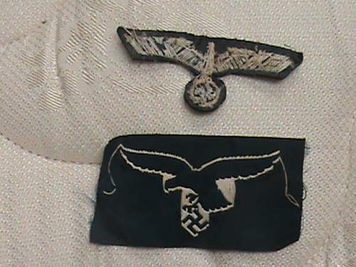 Officer's dress uniform eagle and fake LW eagle.