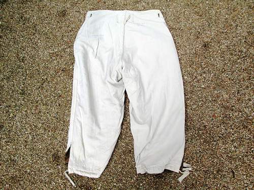 Tan and Water camouflage to white reversible winter pants