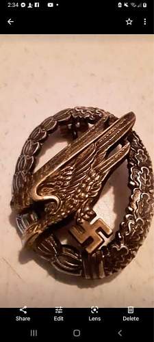 Parachutist Badge + Kriegsmarine High Seas Fleet Badge?