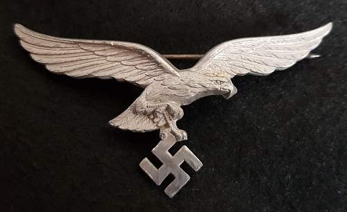 Luftwaffe officers breast eagle for summer whites.