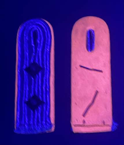 Panzer Shoulder Boards. Glowing Under Ultraviolet Light a Sign of Being Reproduction?