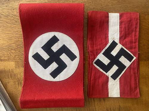 New purchases HJ cotton and NSDAP wool armbands