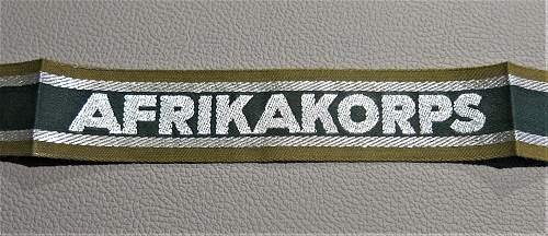 &quot;AFRIKAKORPS&quot; cuff title in mnt condition