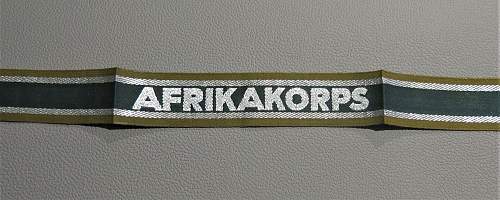 &quot;AFRIKAKORPS&quot; cuff title in mnt condition