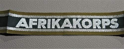 &quot;AFRIKAKORPS&quot; cuff title in mnt condition
