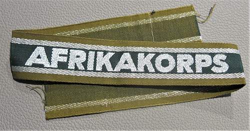 &quot;AFRIKAKORPS&quot; cuff title in mnt condition