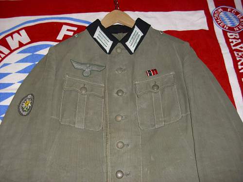 A salty Gebirgsjager Officers moleskin tunic.