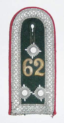 Heer Artillery Regt 62 Stabswachtmeister shoulder strap