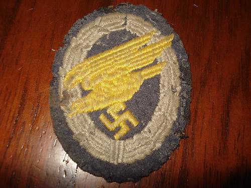 Luftwaffe Cloth Paratrooper Badge, opinions please