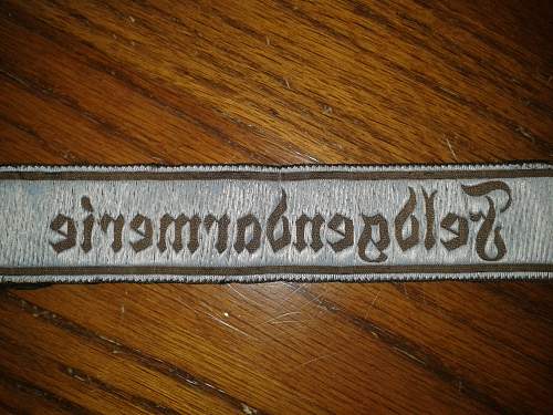 Feldgendarmerie cuff title, opinions needed