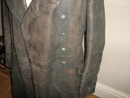 Army infantry officers full length leather coat