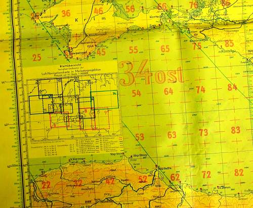 Luftwaffe night navigation flight map.