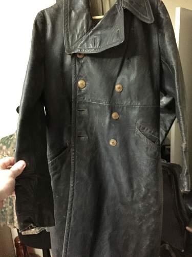 Long Leather Officers Coat restoration