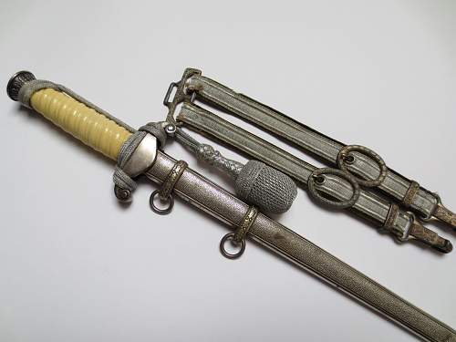 Army dagger w/ artificial ivory grip