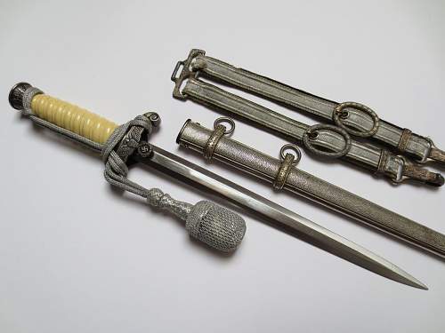 Army dagger w/ artificial ivory grip