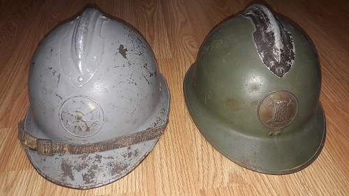 Two Mexican Adrian Helmets M26 from Mexico