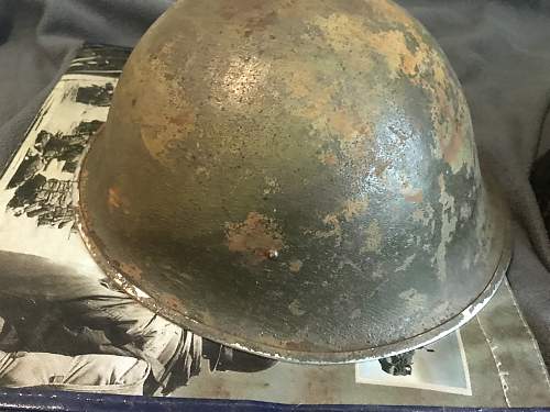 Original WW2 MK3 helmet and 1944 dated dipatchet riders helmet with unknown camo?