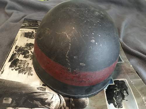 Original WW2 MK3 helmet and 1944 dated dipatchet riders helmet with unknown camo?