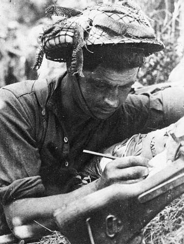 British helmet camouflage netting and field dressings.