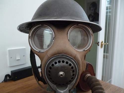 Mid war Army MK2 Helmet and General Service Respirator 1V.