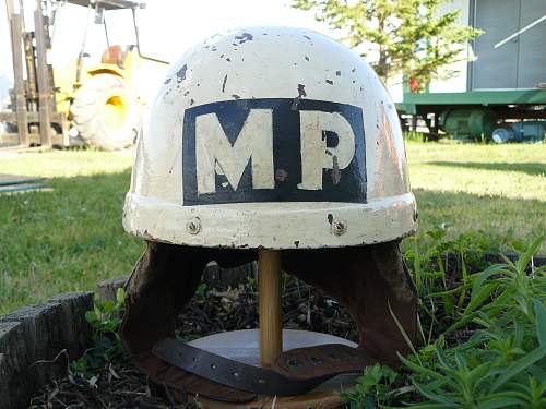 Canadian first pattern fiber Dispatch Rider helmet flashed to the Military Police