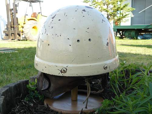Canadian first pattern fiber Dispatch Rider helmet flashed to the Military Police