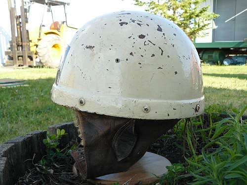 Canadian first pattern fiber Dispatch Rider helmet flashed to the Military Police