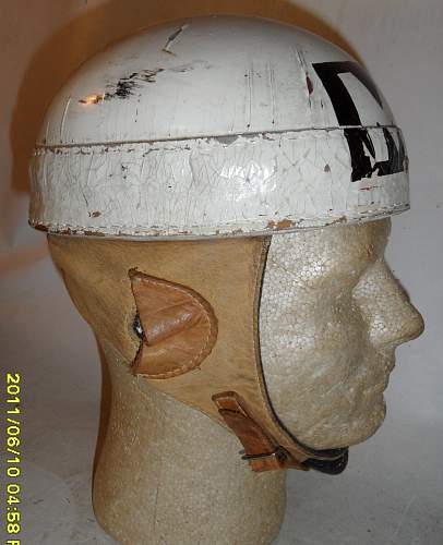 Canadian first pattern fiber Dispatch Rider helmet flashed to the Military Police