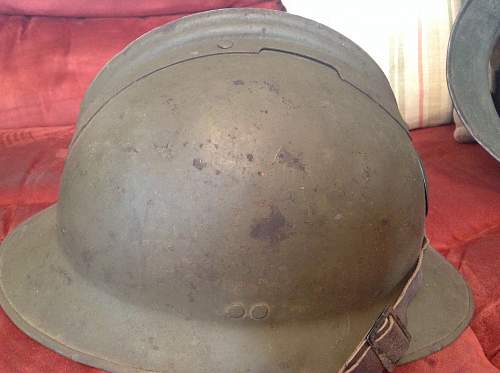 Three French helmets. M-26 Adrians, WW2? Dating?