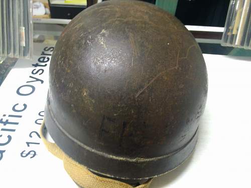 WWII marked fibre rim para helmet
