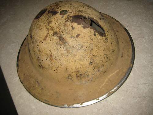 Original Rat Of Tobruk Holed Aussie English Helmet. 2/48TH Battalion