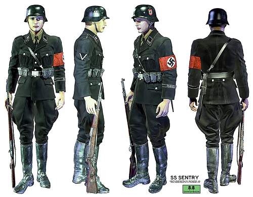 SS men in BLACK uniforms
