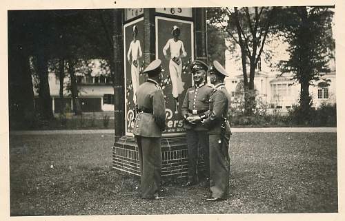 Advertisement. Photos of German soldiers with advertising signs.