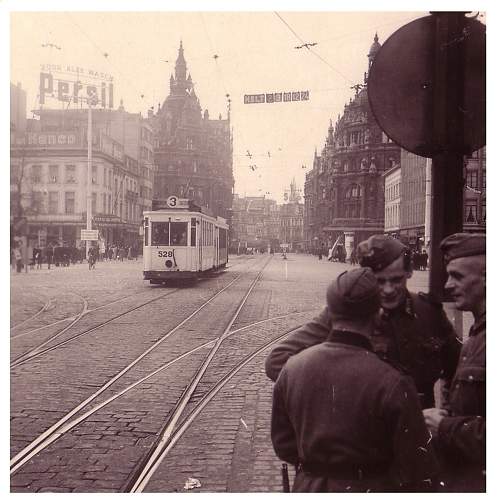 Advertisement. Photos of German soldiers with advertising signs.