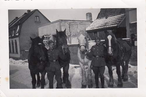 Advertisement. Photos of German soldiers with advertising signs.