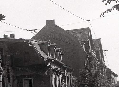 Advertisement. Photos of German soldiers with advertising signs.