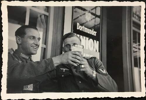 Advertisement. Photos of German soldiers with advertising signs.