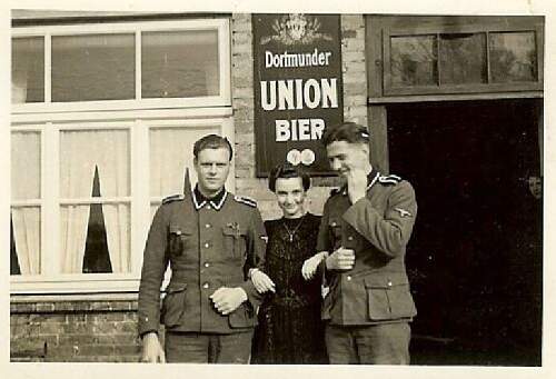 Advertisement. Photos of German soldiers with advertising signs.