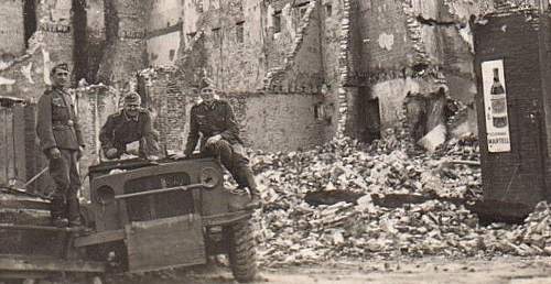 Advertisement. Photos of German soldiers with advertising signs.