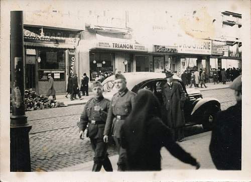 Advertisement. Photos of German soldiers with advertising signs.