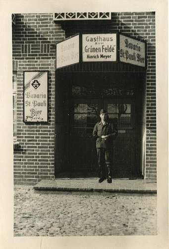 Advertisement. Photos of German soldiers with advertising signs.