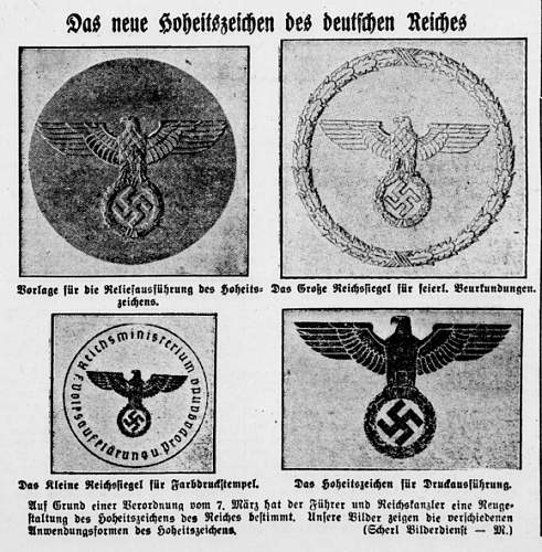 Das neue Hoheitszeichen des Deutschen Reichs