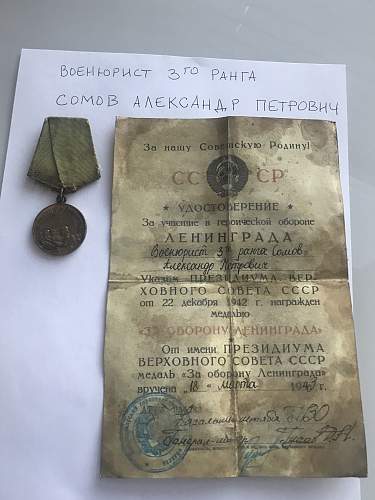 Can’t find any info on the recipient of this Leningrad medal l?