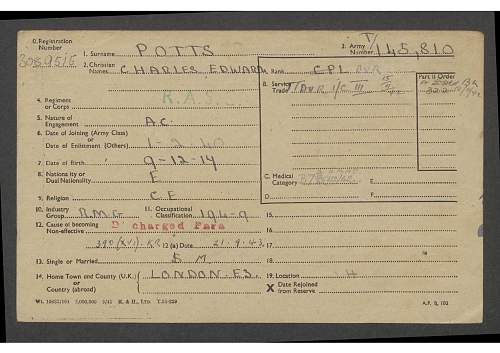 Need help deciphering Potts, Charles, E. - Service Record